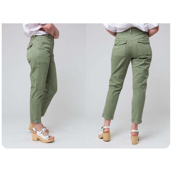 Amo Sybil Military Twill Pant Womens Tapered Fit Low Rise Army Green Size 27 - Picture 1 of 13
